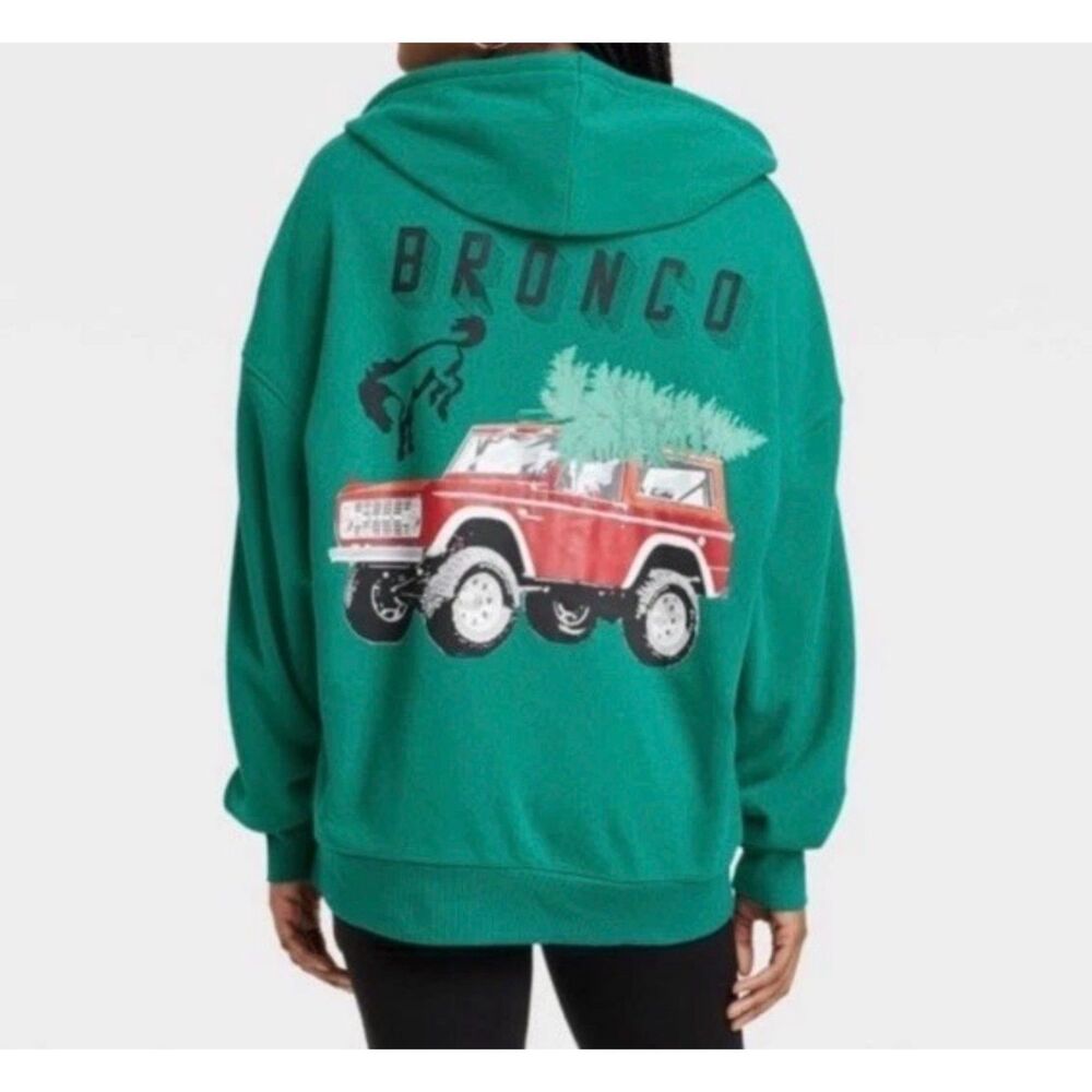 NWT Ford garage Bronco holiday hoodie jacket